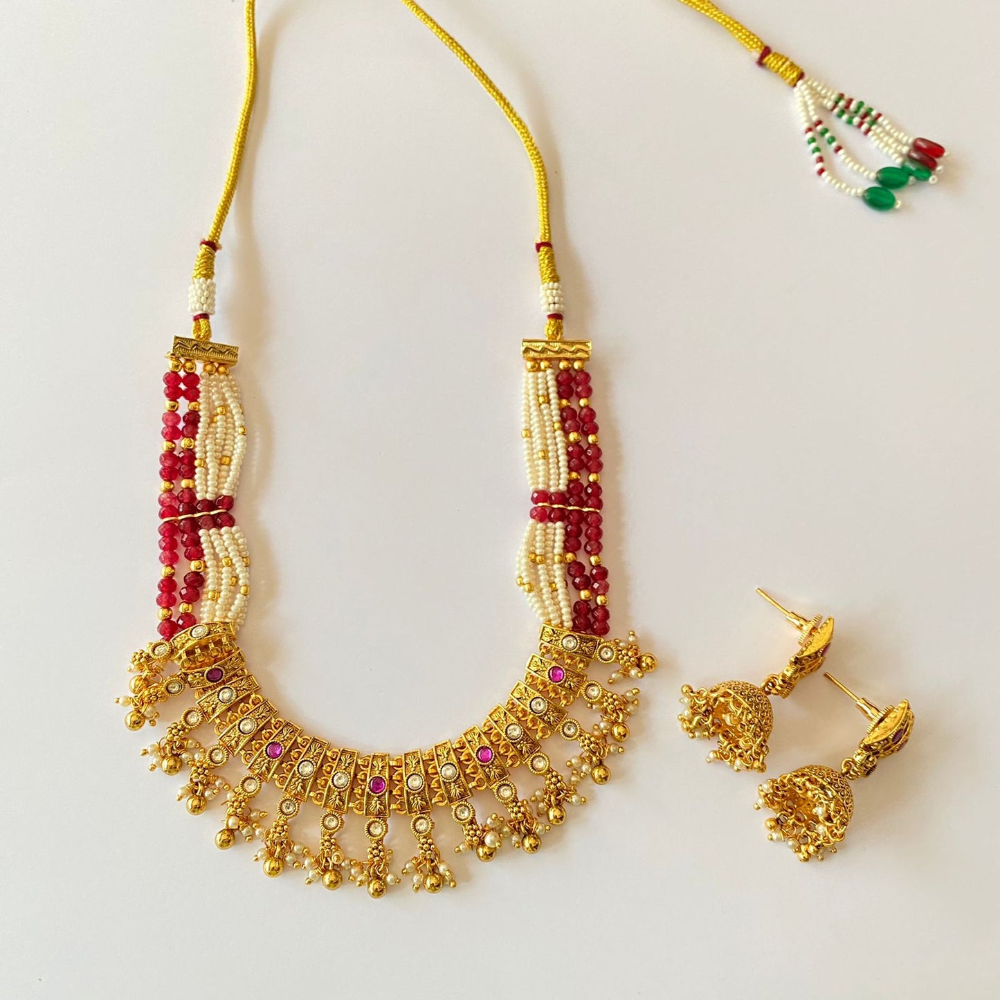 Gold Plated Ruby Necklace Set