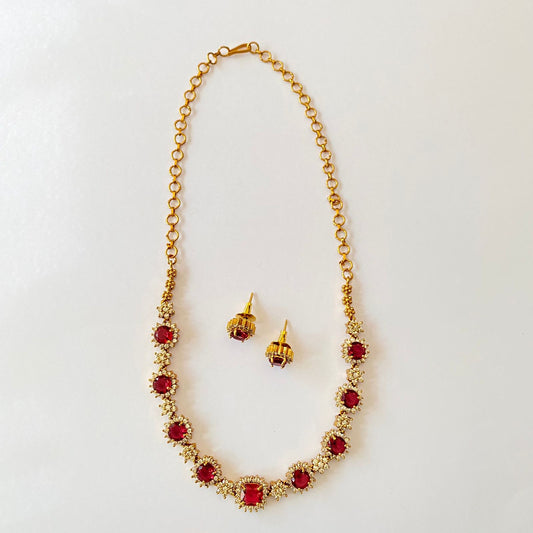 Ruby Diamond Necklace Set