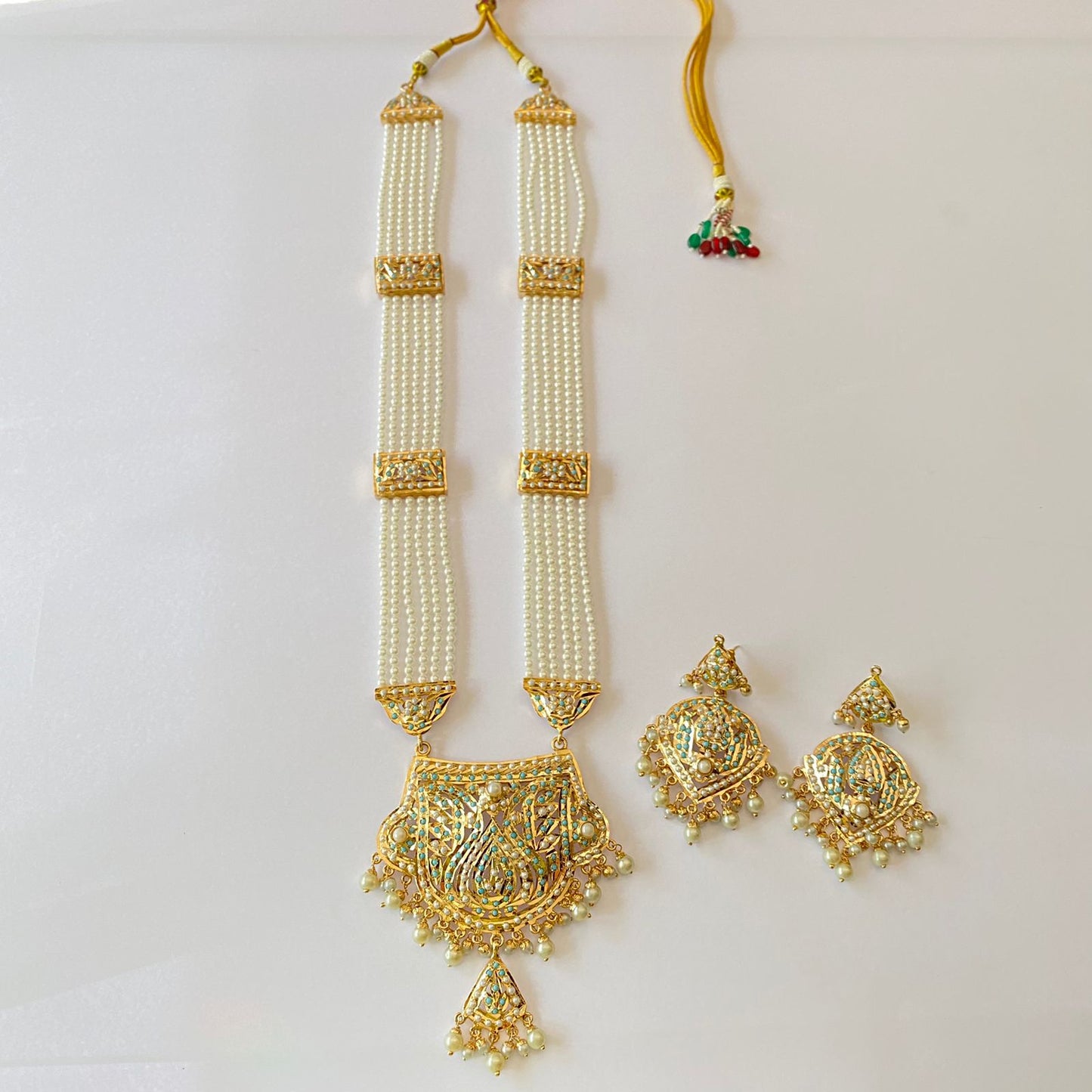 Gold Plated Firoza Jadau Long Necklace