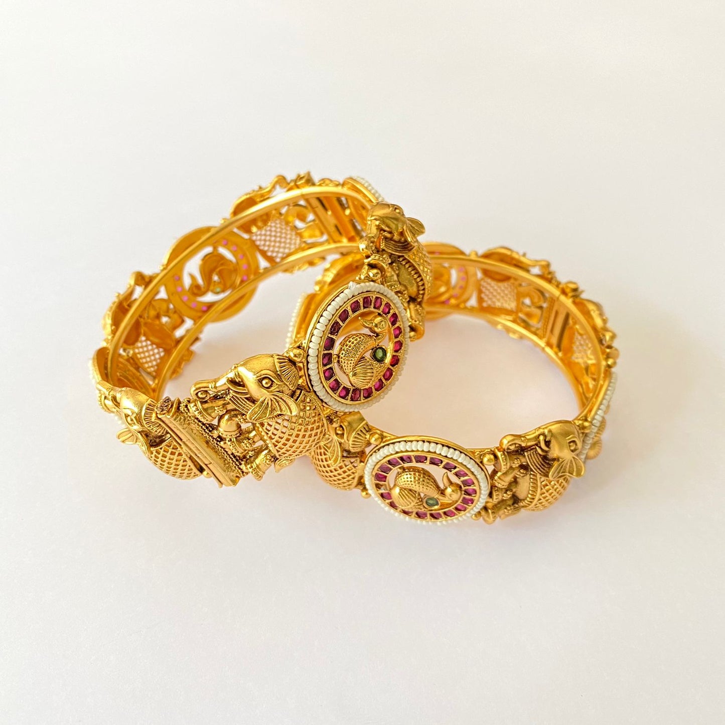 Gold Plated Elephant Design Bangle