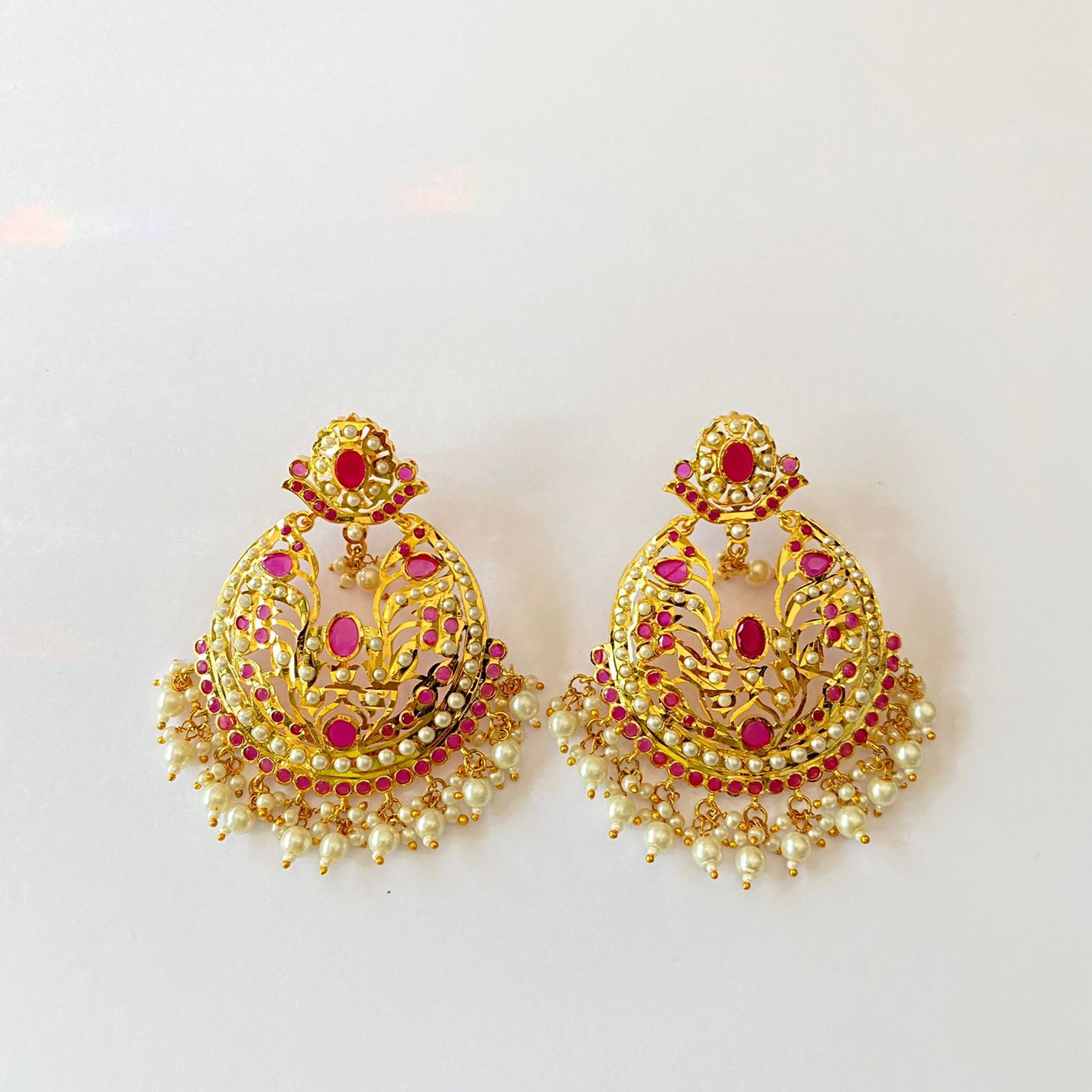 Gold Plated Ruby Jadau Earring