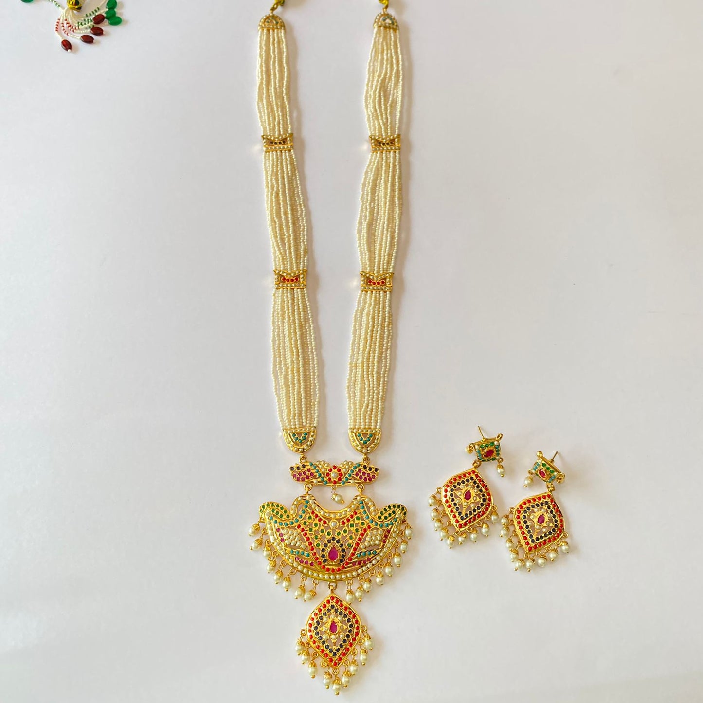 Multi Jadau Long Rani Haar Necklace Set