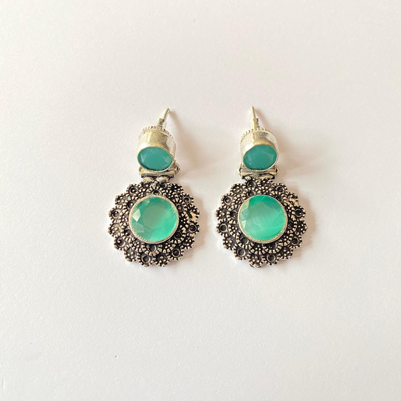 Firoza Oxidised Western Earring