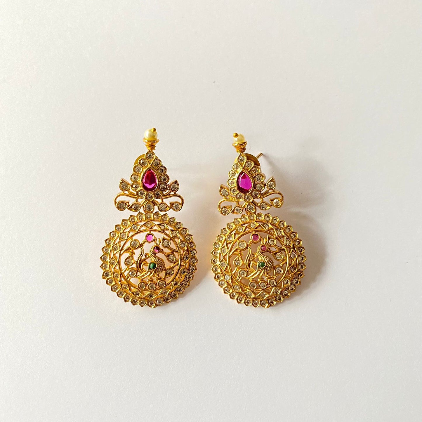 Gold Plated Ruby Stone Earring