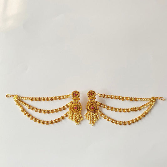 Gold Plated Pearl Kaan Chain Earring