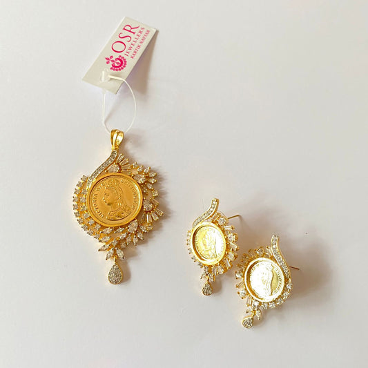 Gold Plated Ginni Diamond Pendant Set