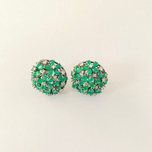 Western Green Stone Back Clip stud Earring