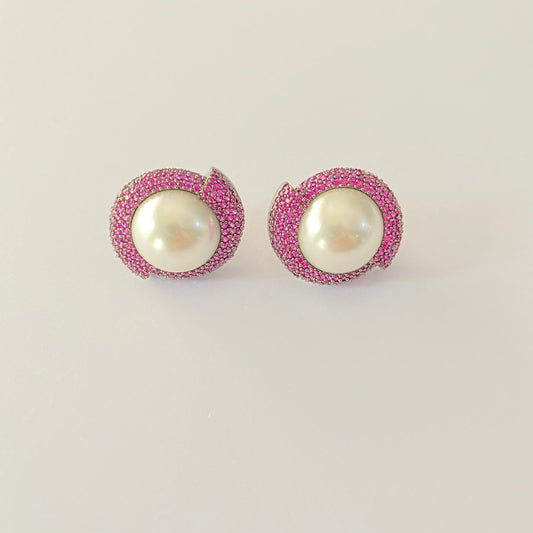 Pink White Pearl Victorian Studs