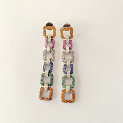 Western Multi Colour Long Dangler Earring