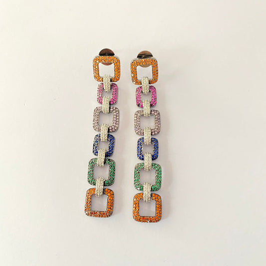 Western Multi Colour Long Dangler Earring