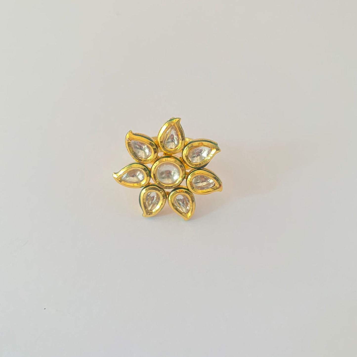 Ethnic floral Kundan Adjustable  Ring