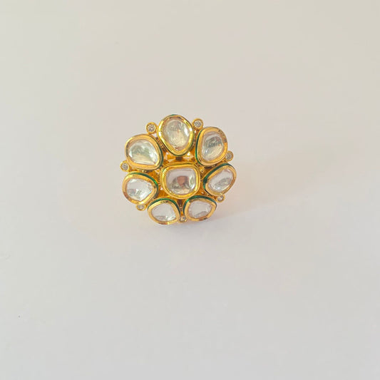 Ethnic Kundan Gold Plated Adjustable Ring