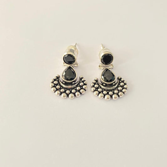 Black  Oxidized silver plated western Earring