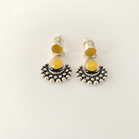 Yellow  Oxidized silver plated western Earring