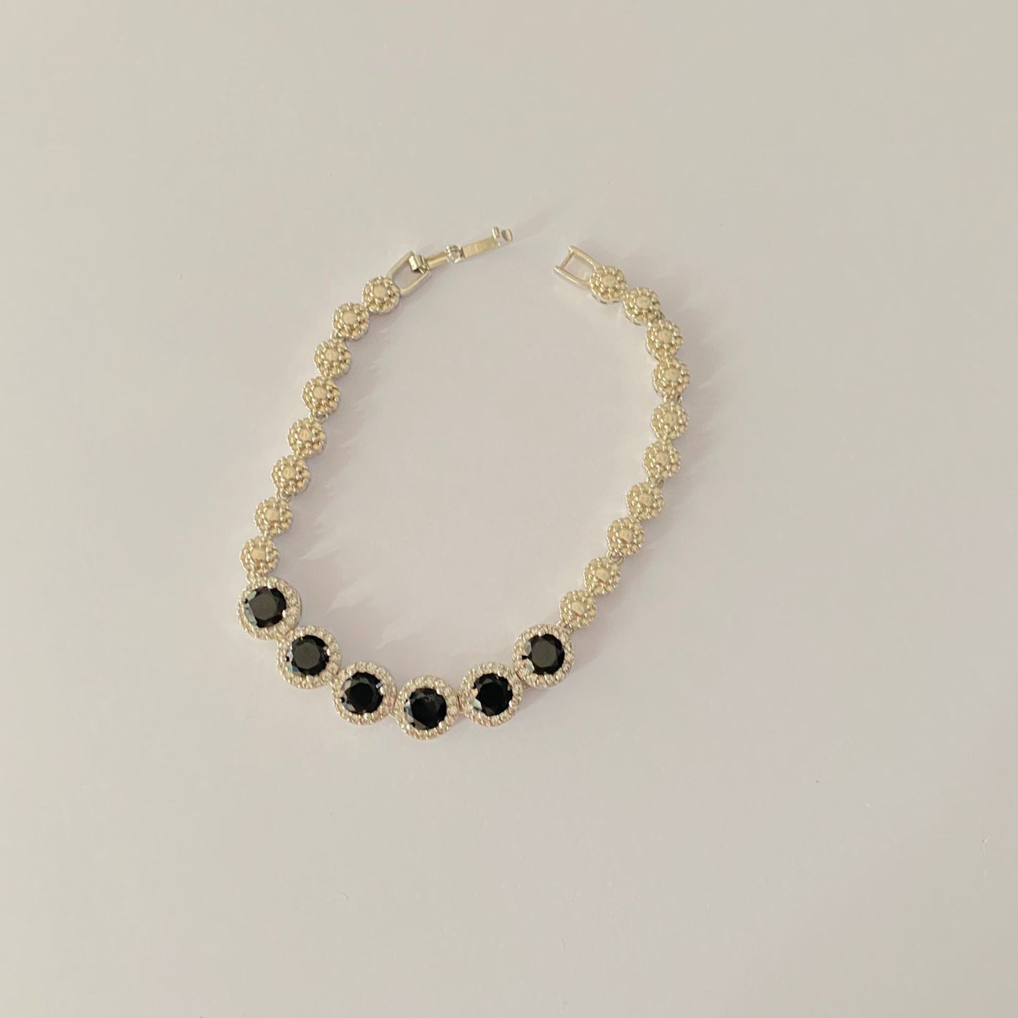 Black Stone Silver Plated Bracelet