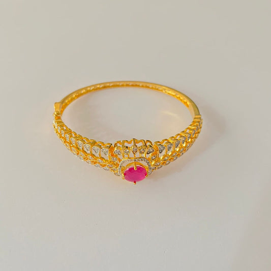 Pink Stone  Gold Plated Bracelet