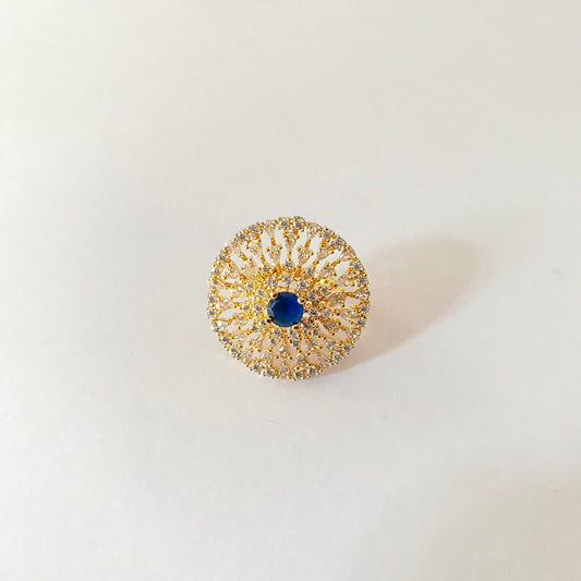 Gold Plated Blue Stone Diamond Ring