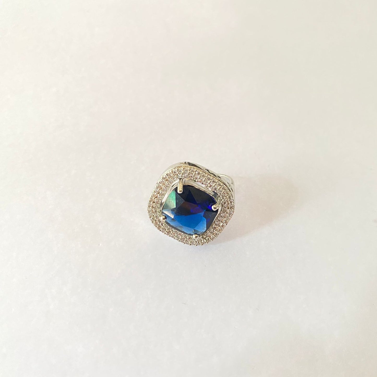 Blue Diamond Silver Plated Ring