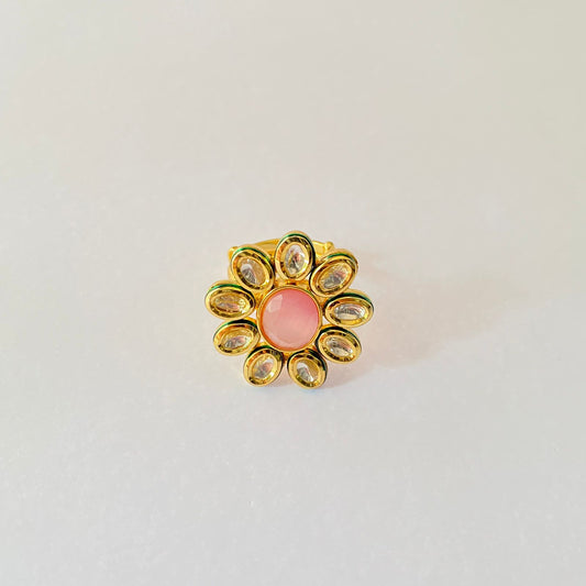 Pink Stone Kundan Ring