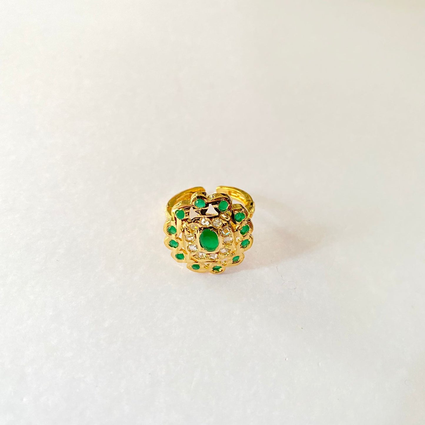 Green Jadau Gold Plated Small Ring