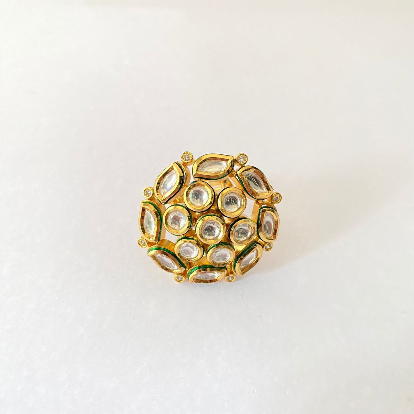 Gold Plated Kundan Ring