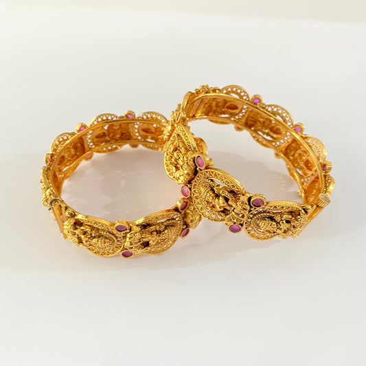 Gold Plated Goddess Lakshmi Traditional Bangle set