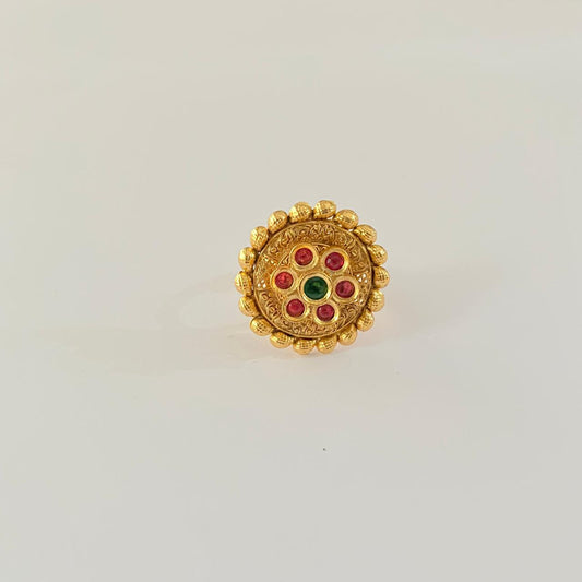 Gold Plated Ruby Floral latest Design Ring