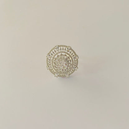 A.D Stone Silver Plated Adjustable Ring