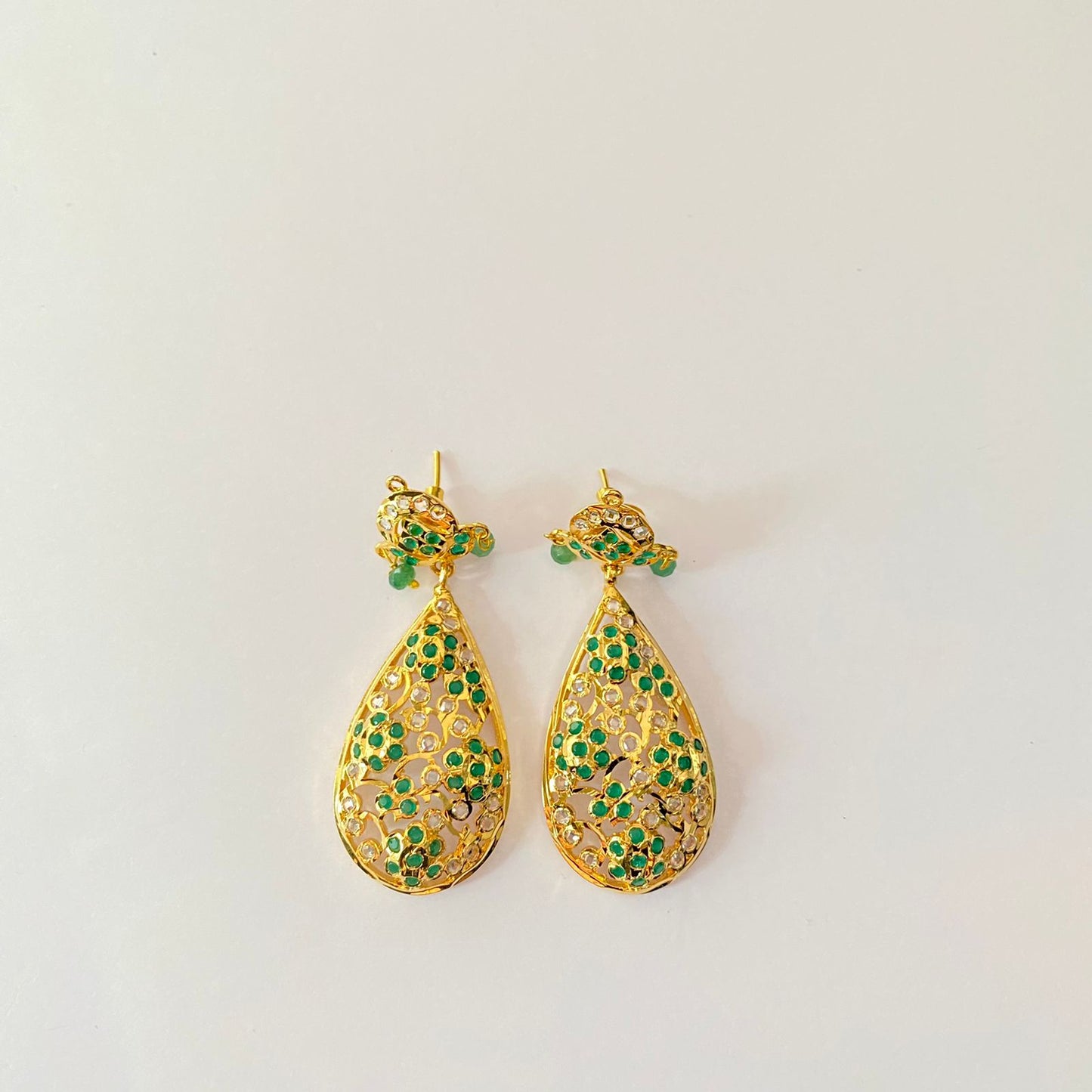 Green Jadau Gold Plated Earring