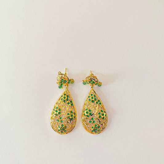 Green Jadau Gold Plated Earring