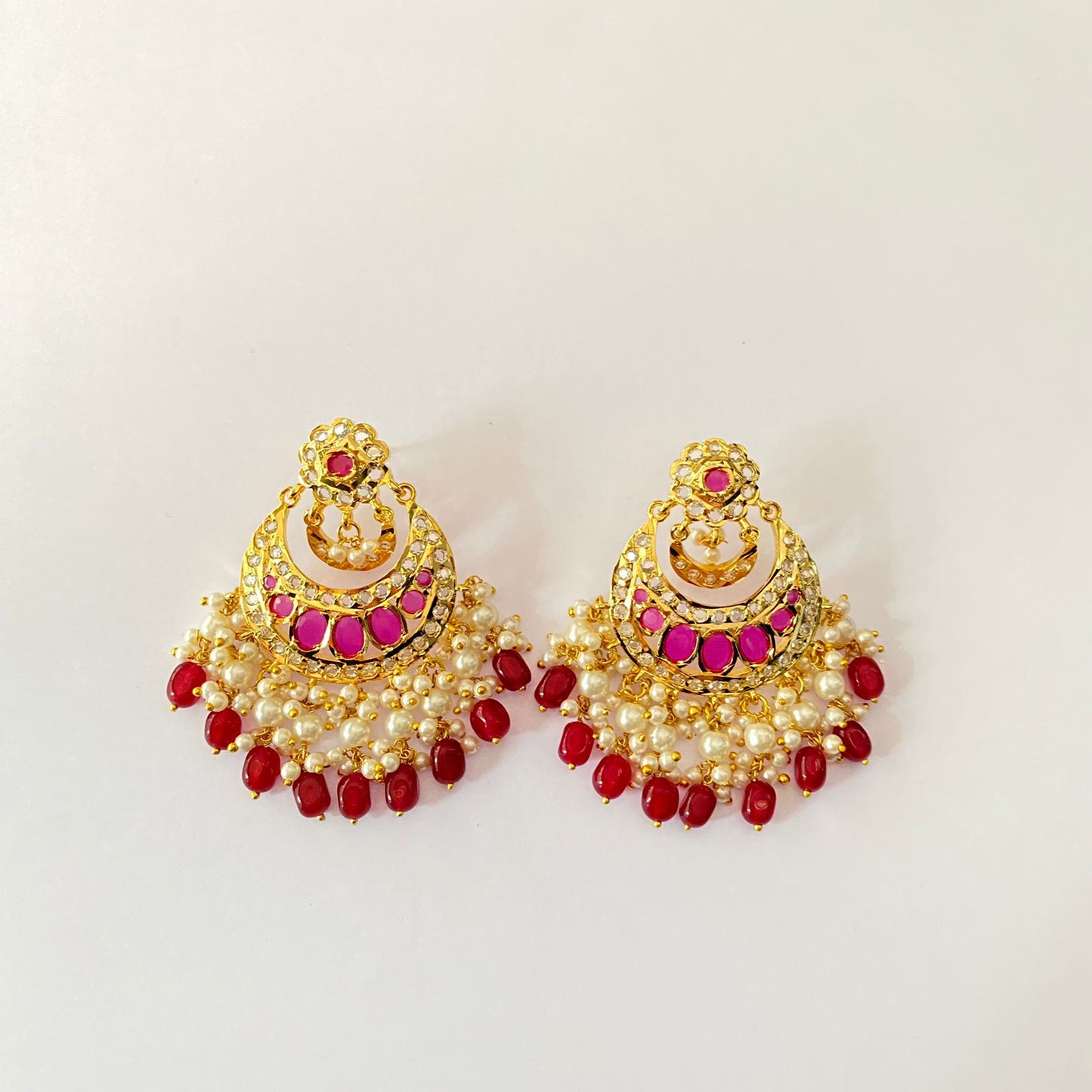 Gold Plated Ruby Jadau Earring