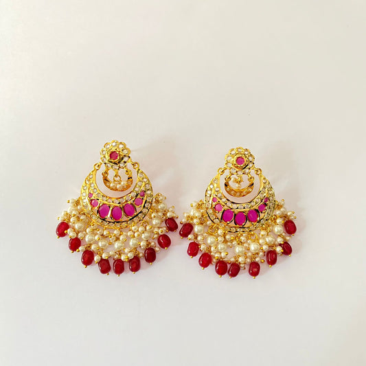 Gold Plated Ruby Jadau Earring