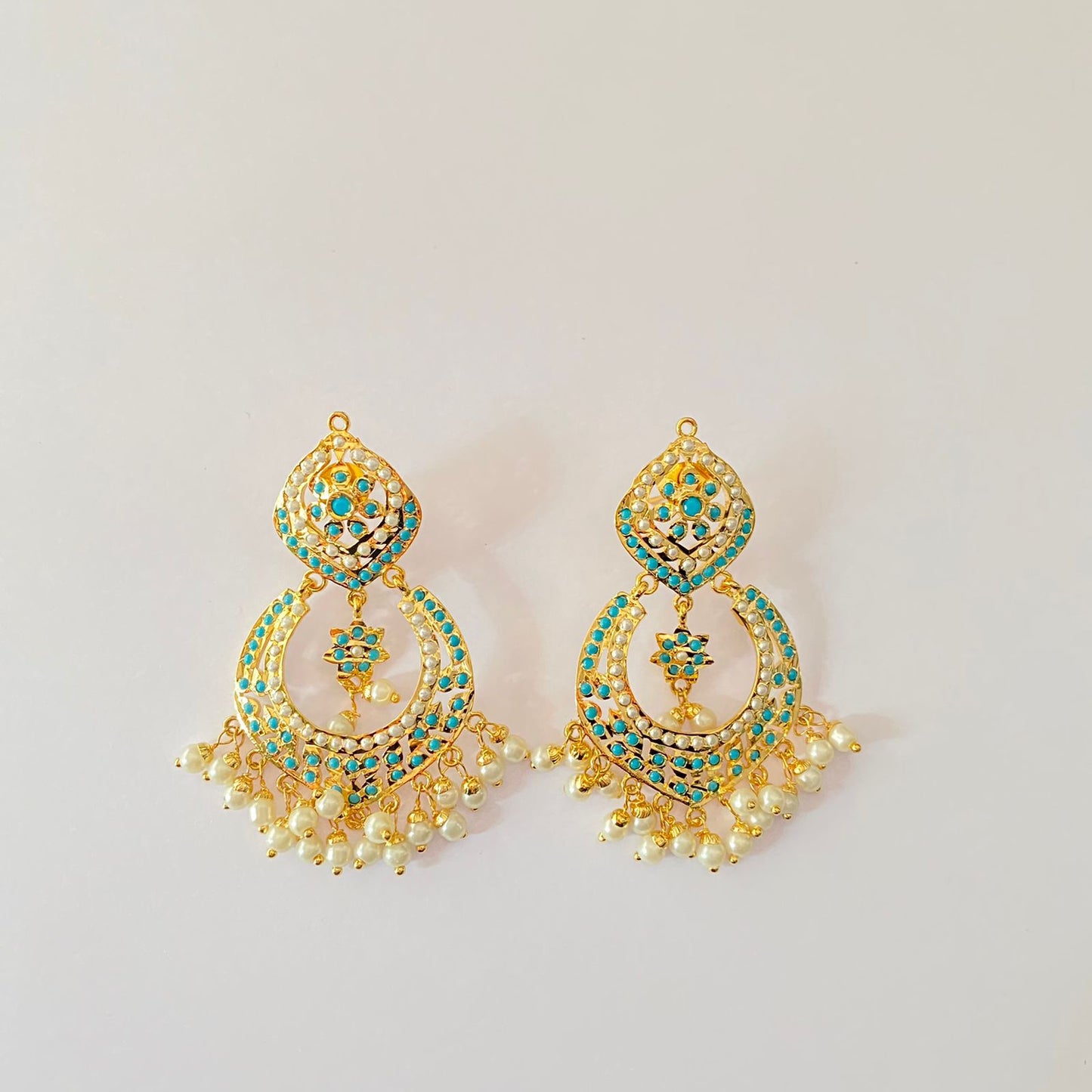 Gold Plated Firoza Jadau Earring