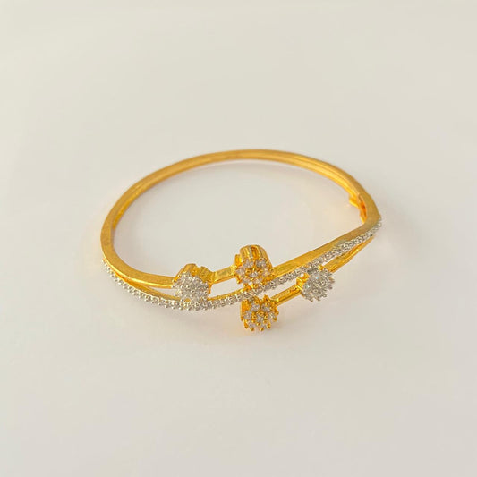 Diamond Silver Gold Plated Flora; Design Bracelet