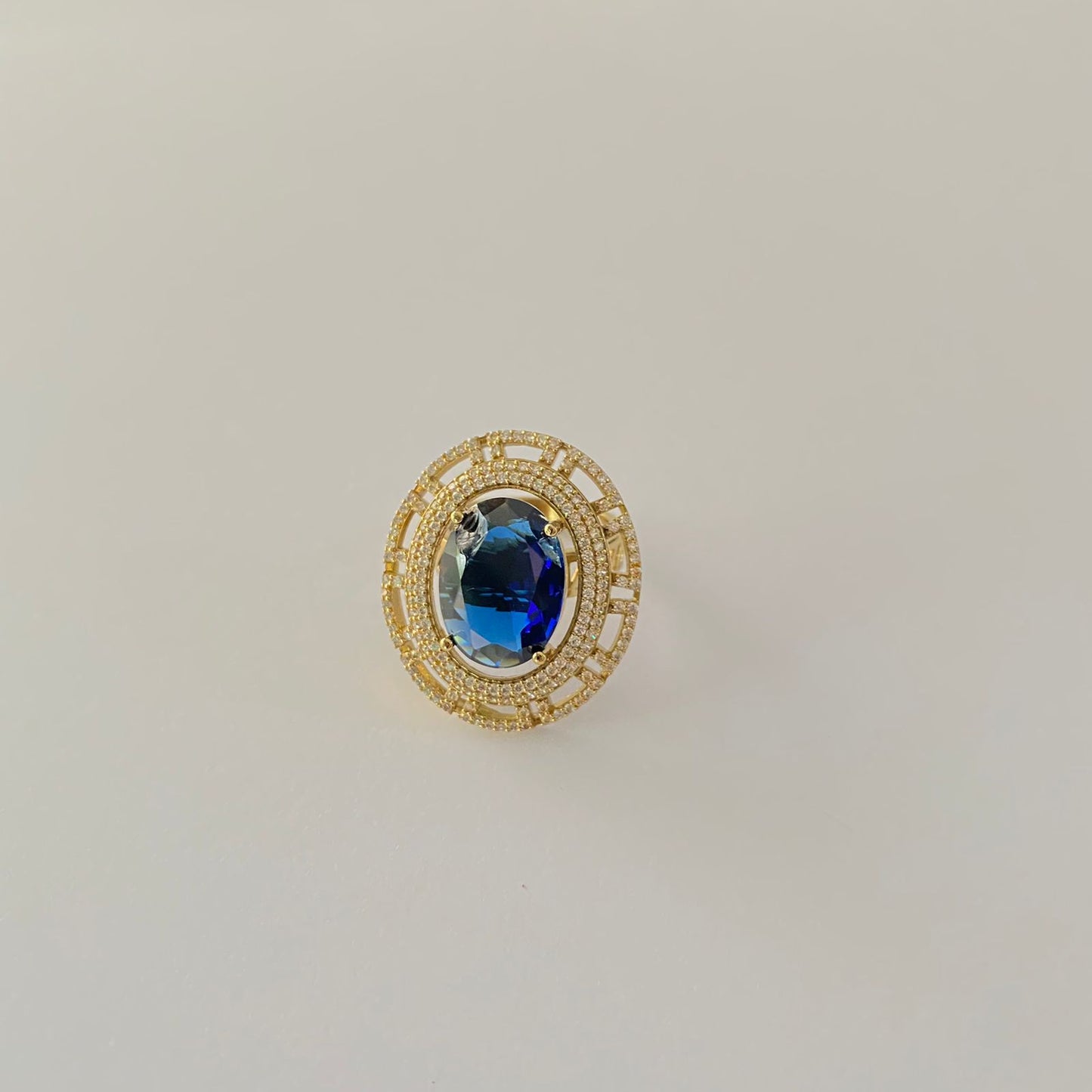 Dark Blue A.d stone Adjustable Ring