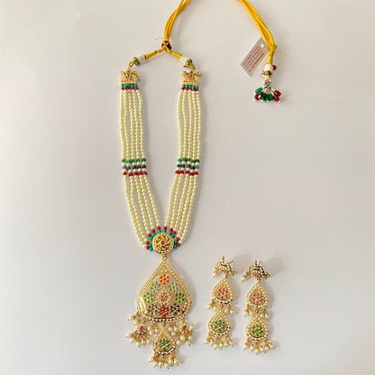 Ethnic Multi Colour With Pearl String  Jadau long Necklace