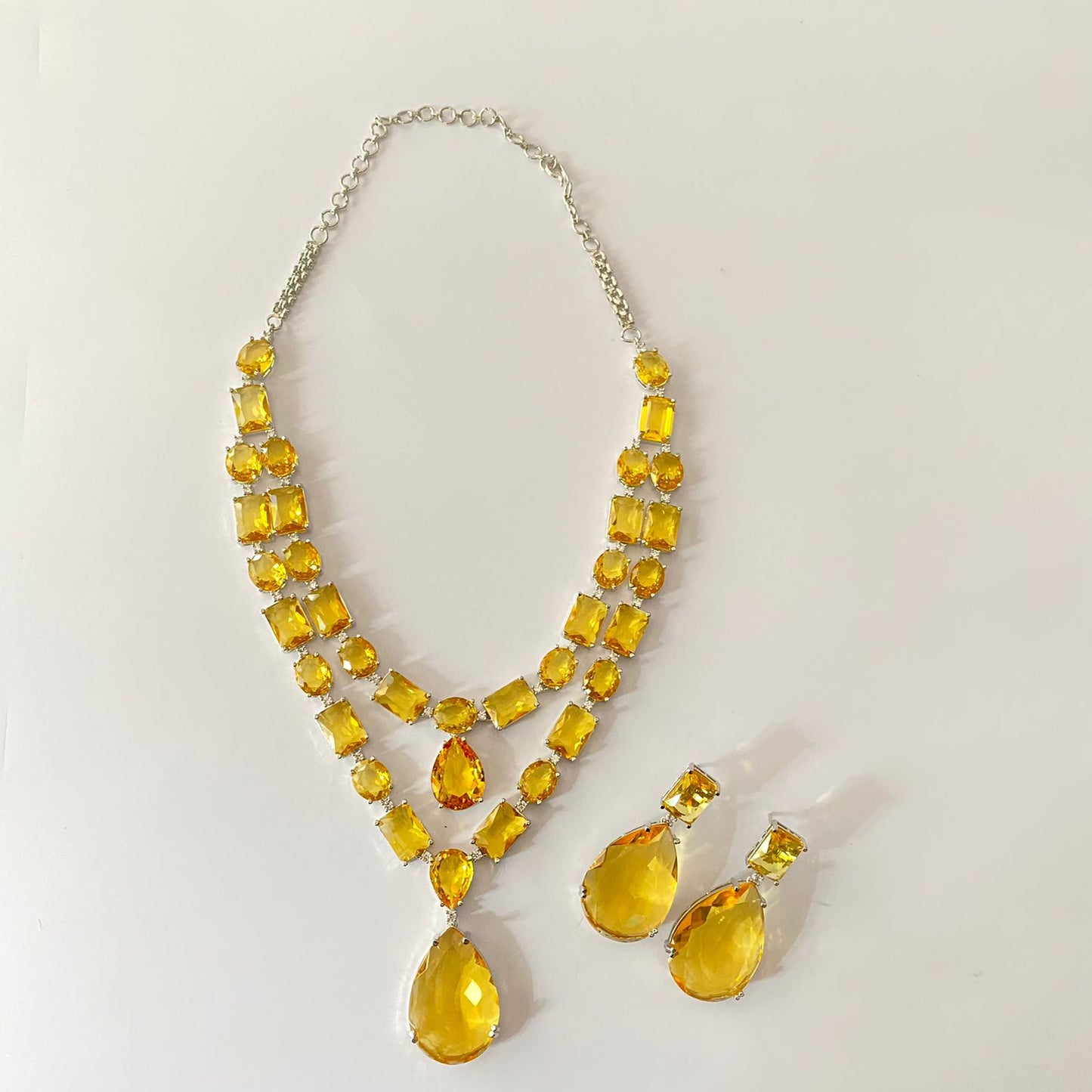 Double Line Yellow Necklace Set