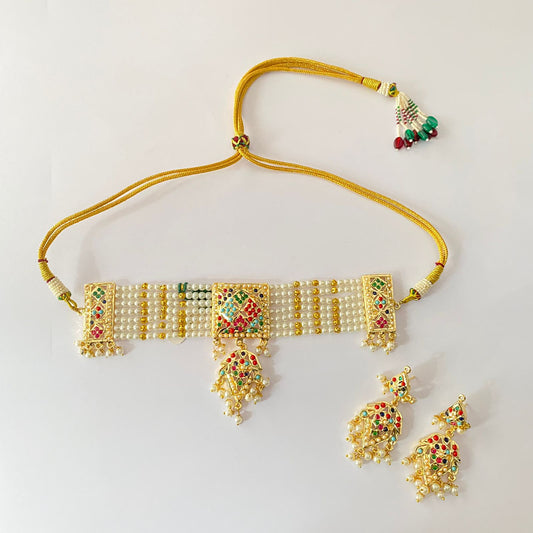 Jadau Gold Plated Multi Choker Set