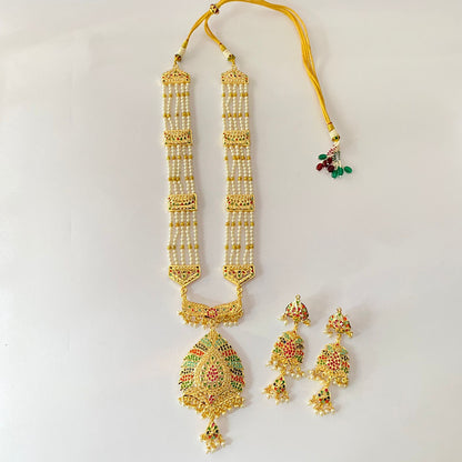 Gold Plated Multi Jadau Rani Haar Long Necklace Set