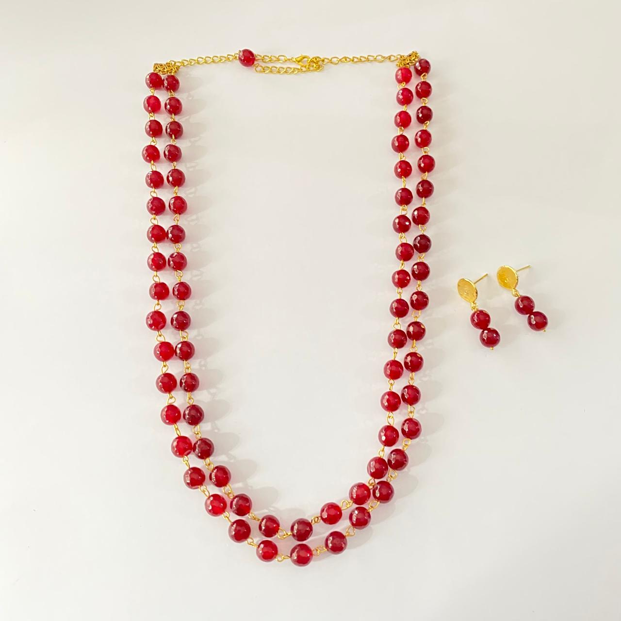 Ruby Double Layer Necklace Set