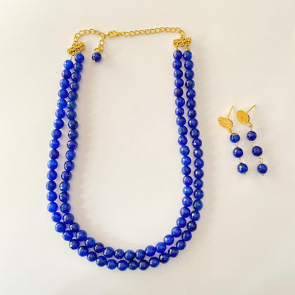 Blue double Layer Necklace Set