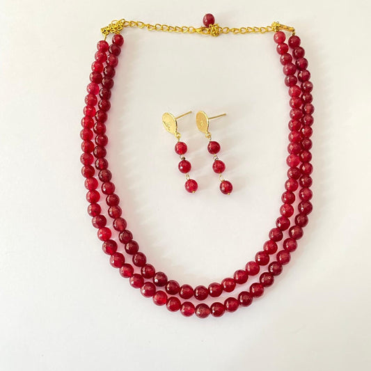 Ruby Double layer Necklace Set