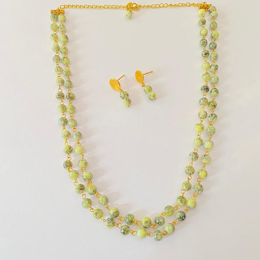 Mint Green Double layer Necklace Set