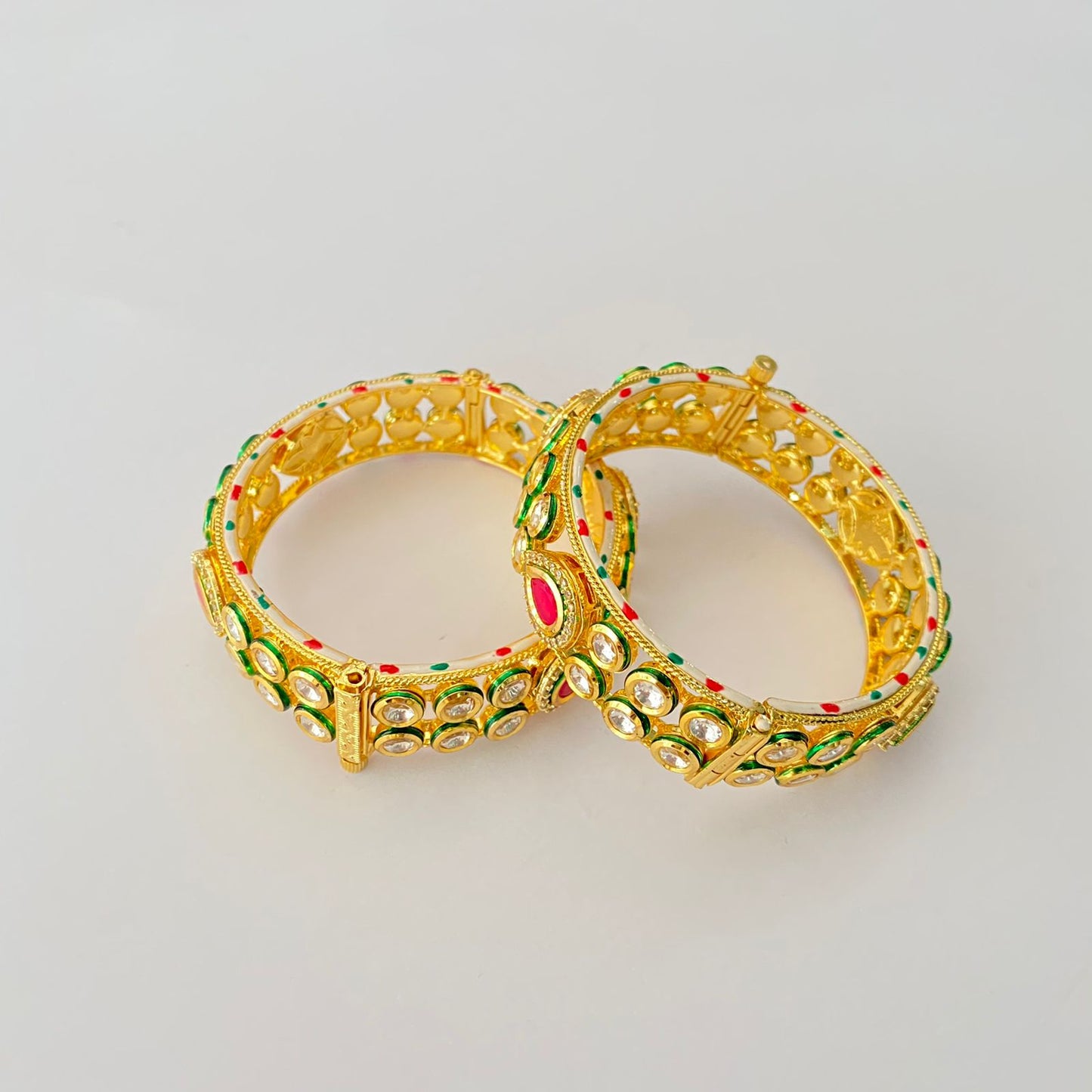 Gold Plated Ruby Kundan Bangle