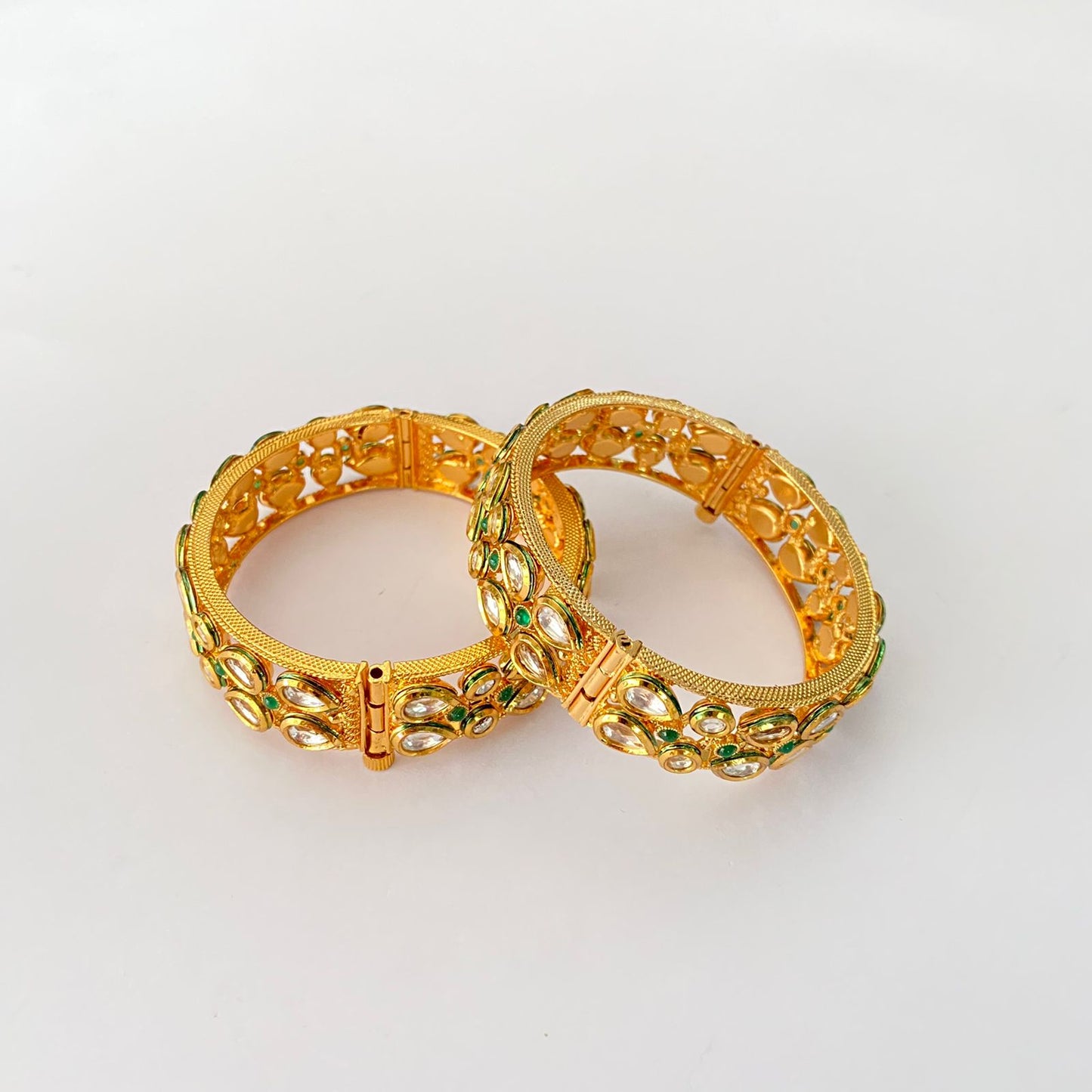 Green Kundan Gold Plated Bangle