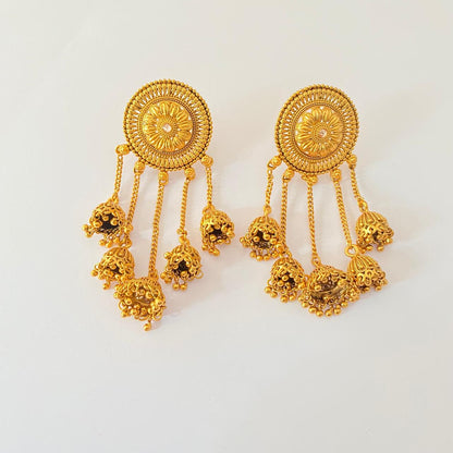 Gold Plated  Traditional Jhumka Stud Long Earring