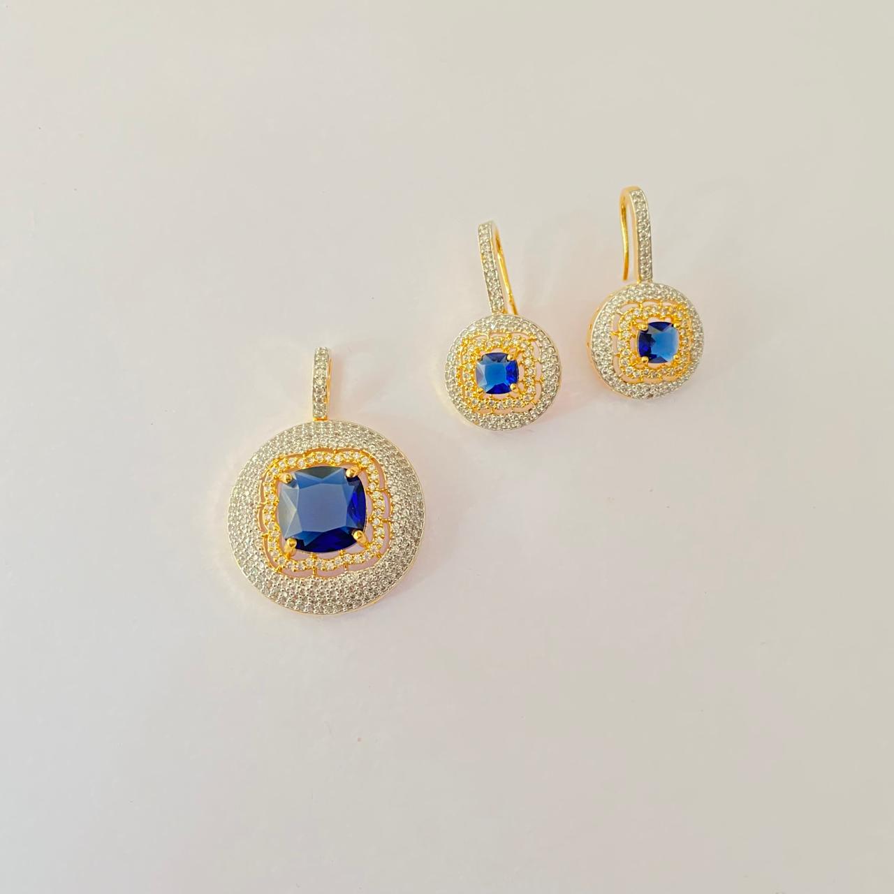 Blue Diamond  Classic Pendant Set