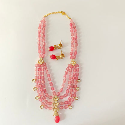 Baby Pink Polki Necklace Set