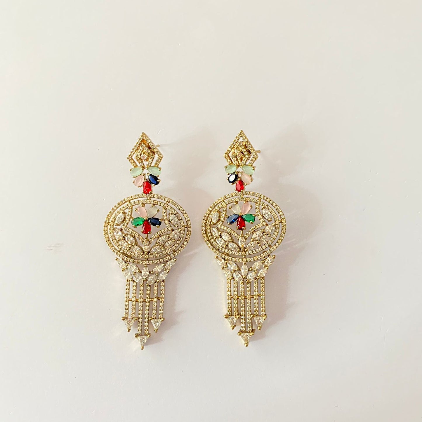 Antique Gold Plated Multi Stone Earring