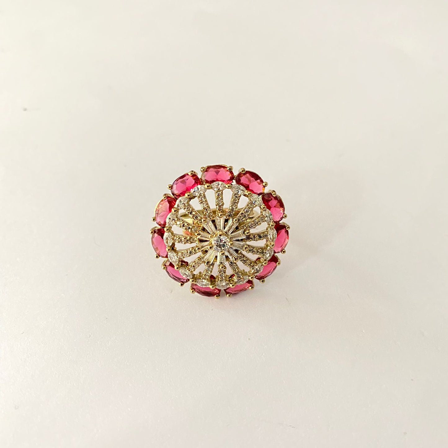 Ruby Stone Dual Gold Plated Ring